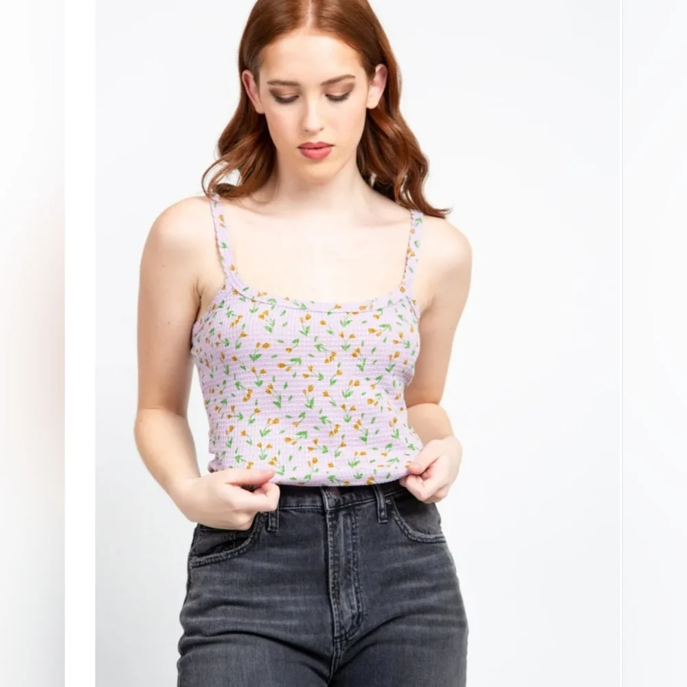 NWOT Free People One of The Girls Brami  Cami  Floral Crop Top in Lilac Size M - Picture 6 of 10